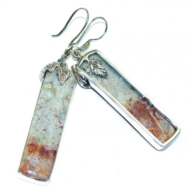 Exclusive Crazy Lace Agate Sterling Silver earrings / Long