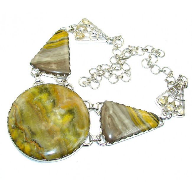 Tropical Glow Yellow Bubble Bee Sterling Silver necklace