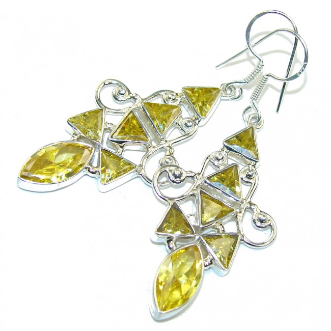 Delicate Created Yellow Citrine Sterling Silver earrings