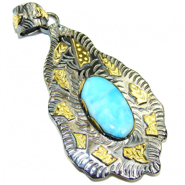 Melody Blue Larimar, Gold Plated, Rhodium Plated Sterling Silver pendant
