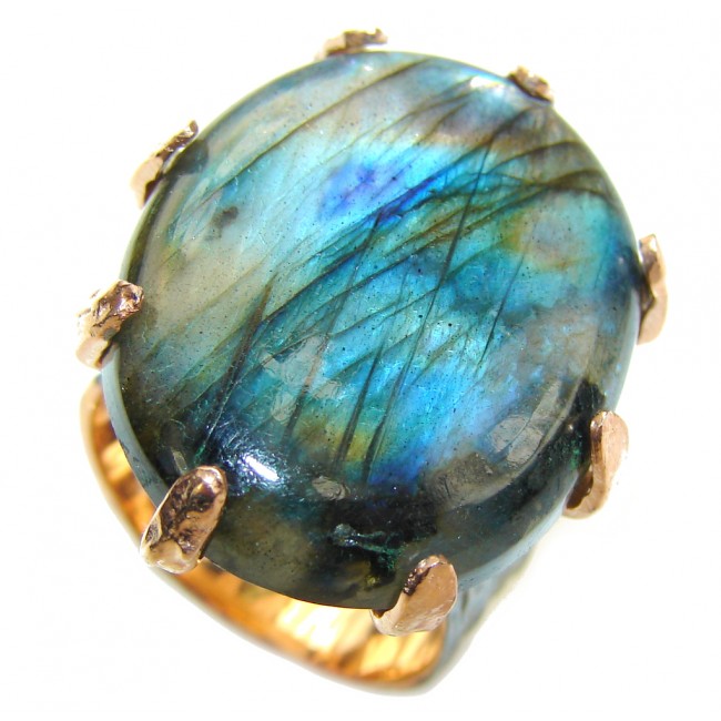 Just Perfect AAA Labradorite, Rhodiium Plated, Gold Plated Sterling Silver Ring s. 8 1/4