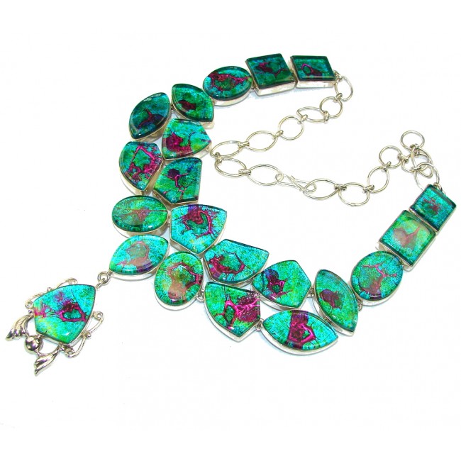 Truly Oversized Divine Arbor Art Glass Sterling Silver Necklace