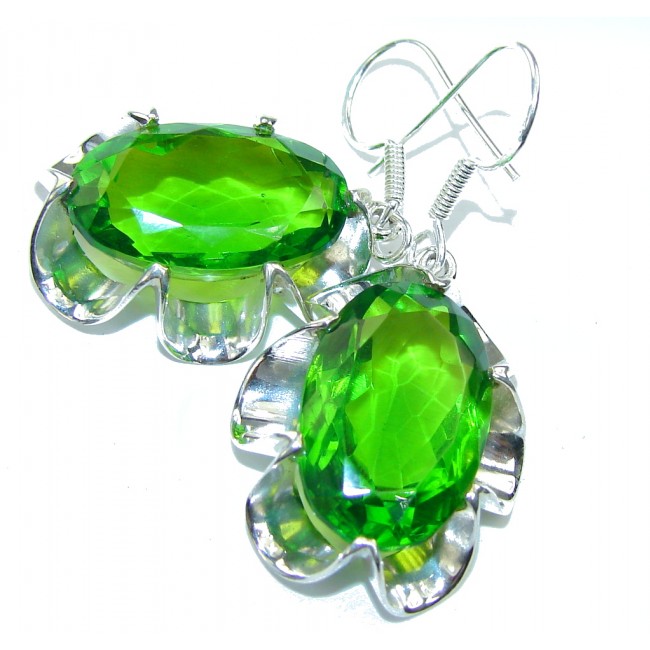 Fresh Created Green Peridot Sterling Silver earrings