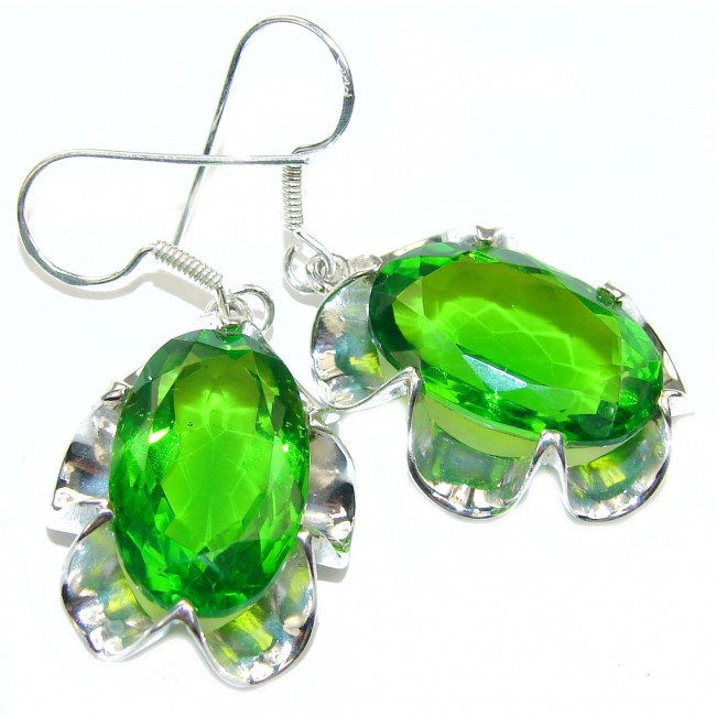 Fresh Created Green Peridot Sterling Silver earrings