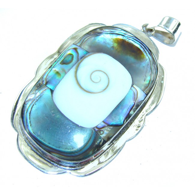 Delicate Rainbow Abalone Shell Sterling Silver Pendant