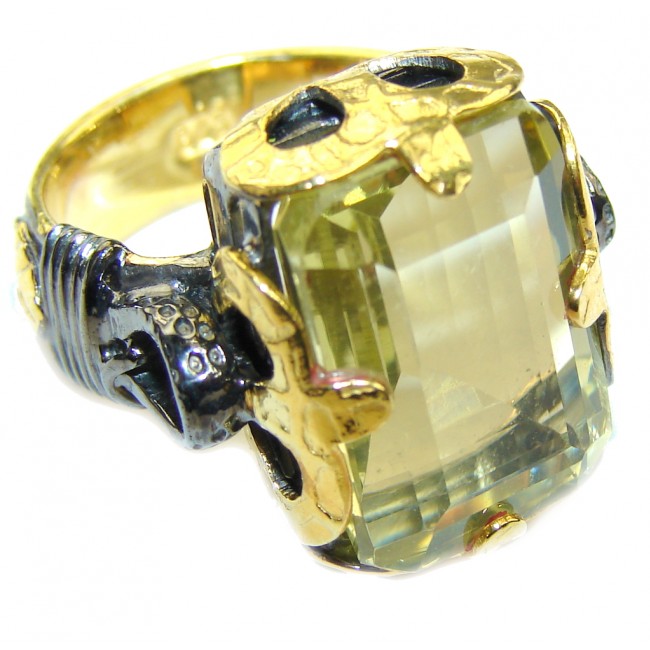 Secret AAA Citrine, Rose Gold Plated, Rhodium Plated Sterling Silver Ring s. 5 3/4