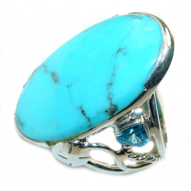 Sleeping Beaut Blue Turquoise Sterling Silver Ring s. 7 3/4