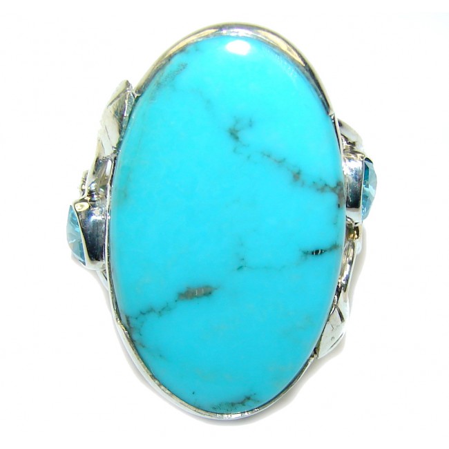Sleeping Beaut Blue Turquoise Sterling Silver Ring s. 7 3/4