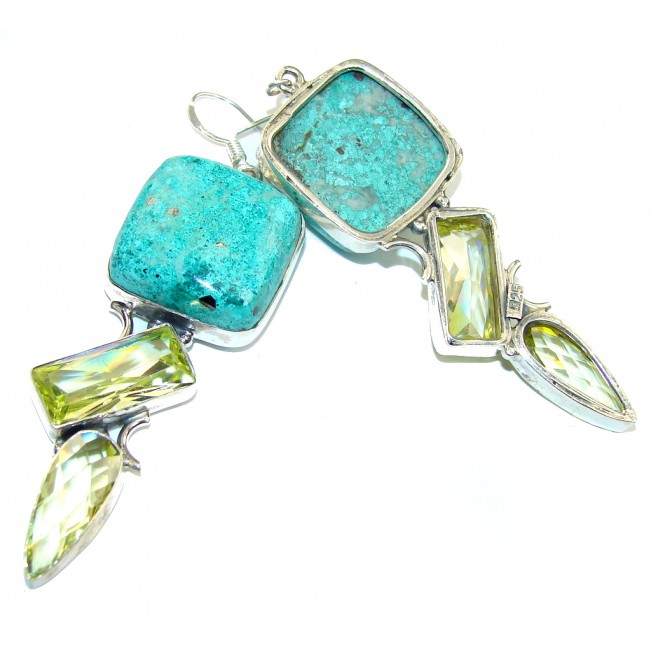 Bohemian Style Mint Turquoise Sterling Silver earrings