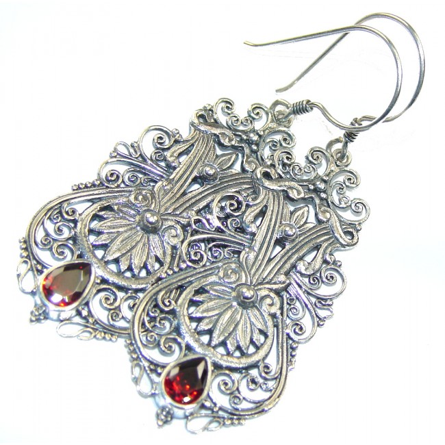 Sublime Red Garnet Sterling Silver earrings