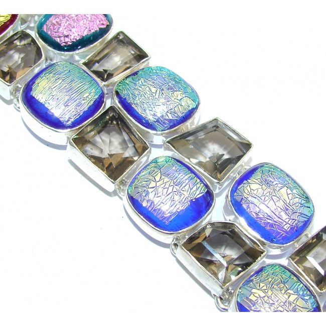 Fashion Mexican Dichroid Glass Sterling Silver Bracelet