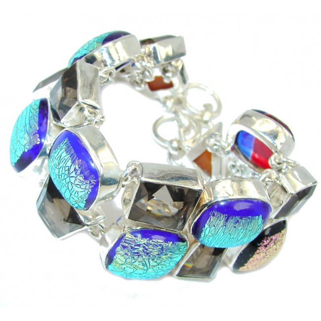 Fashion Mexican Dichroid Glass Sterling Silver Bracelet