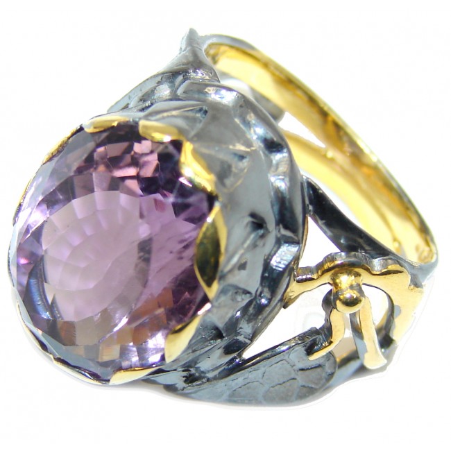Pink Amethyst Gold Rhodium Plated over Sterling Silver Ring s. 8