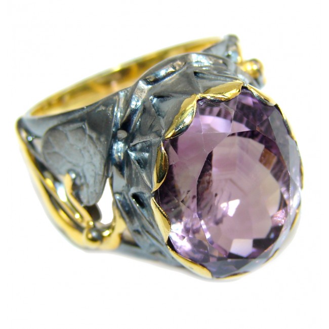 Pink Amethyst Gold Rhodium Plated over Sterling Silver Ring s. 8