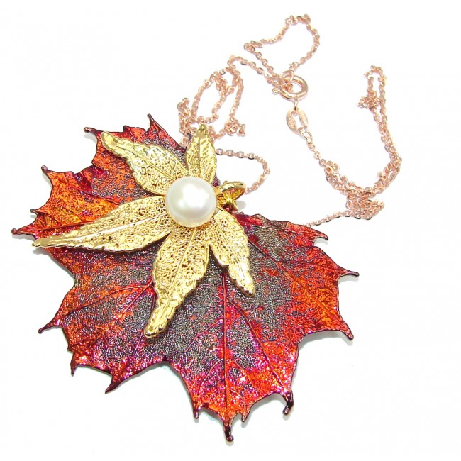 Big! Stylish Leaf Deep In Copper Sterling Silver necklace