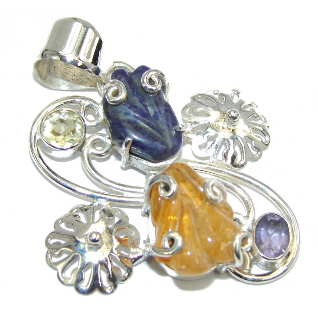 Always Together Sodalite Yellow Citrine Sterling Silver Pendant