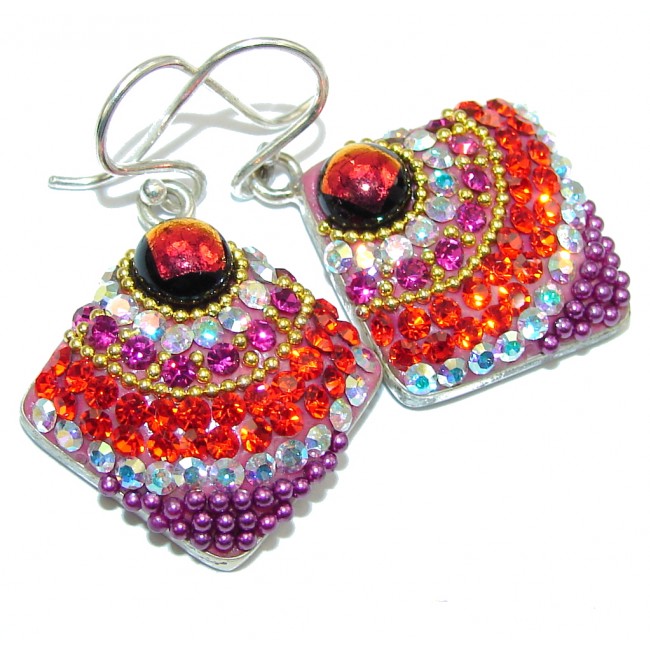 Mexican Style Red Garnet Quartz Sterling Silver earrings