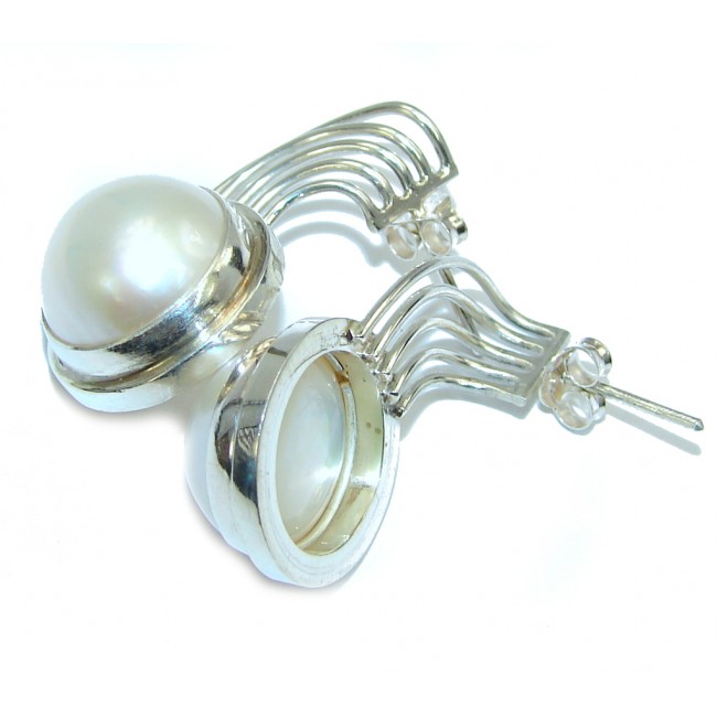 Unusual White Pearl Sterling Silver earrings
