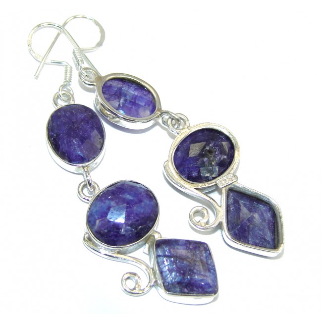 Simple Natural Sapphire Sterling Silver earrings