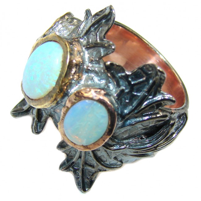 Beautiful AAA Ethiopian Opal, Rose Gold Plated, Rhodium Plated Sterling Silver ring s. 7 1/4