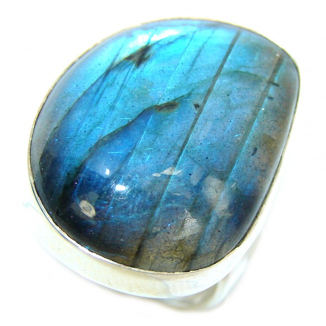 Real AAA Blue Fire Labradorite Sterling Silver ring s. 7