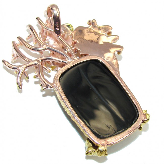 Big! Fashion Design Black Onyx Gold Plated over Sterling Silver Pendant