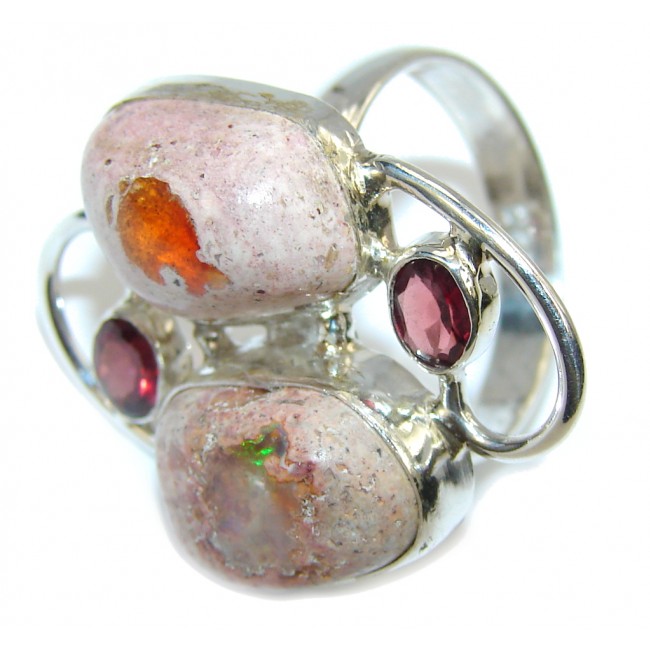 Classic Mexican Fire Opal Sterling Silver Ring s. 7