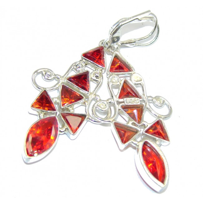 Lovely Red Garner Quartz Sterling Silver earrings