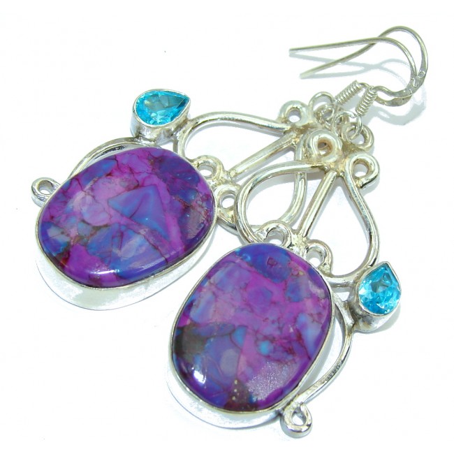 Big! Lavender Dream Turquoise Sterling Silver earrings