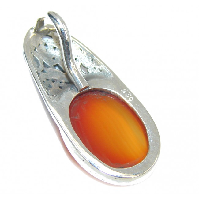 Petite Orange Carnelian Sterling Silver Pendant