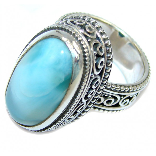 Pacific Ocean Blue Larimar Sterling Silver Ring s. 6