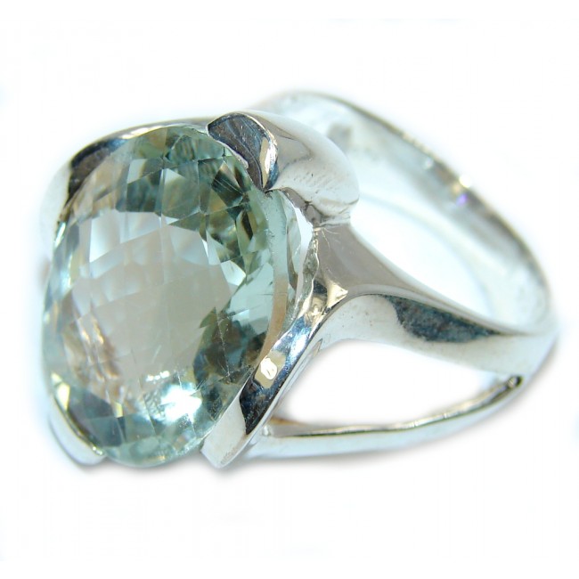 Precious Light Green Amethyst Sterling Silver Ring s. 8 1/4