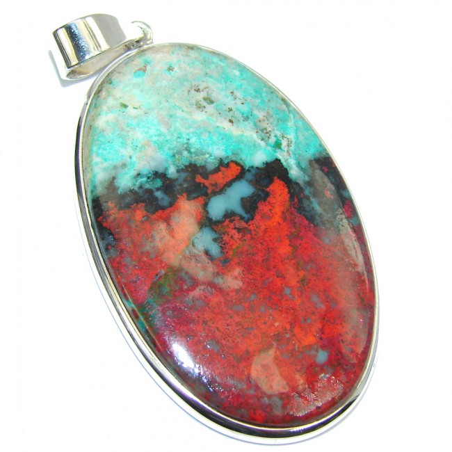 Natural AAA Red Sonora Jasper Sterling Silver Pendant