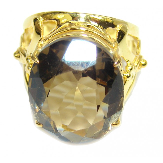 Exclusive AAA Champagne Topaz, Gold Plated Sterling Silver ring s. 7 1/4