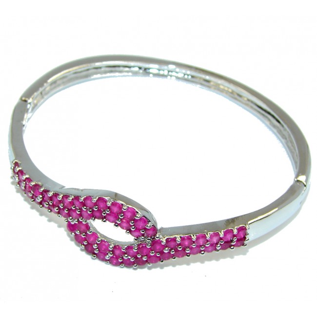 Delicate Beauty AAA Pink Ruby Sterling Silver Bracelet / Cuff
