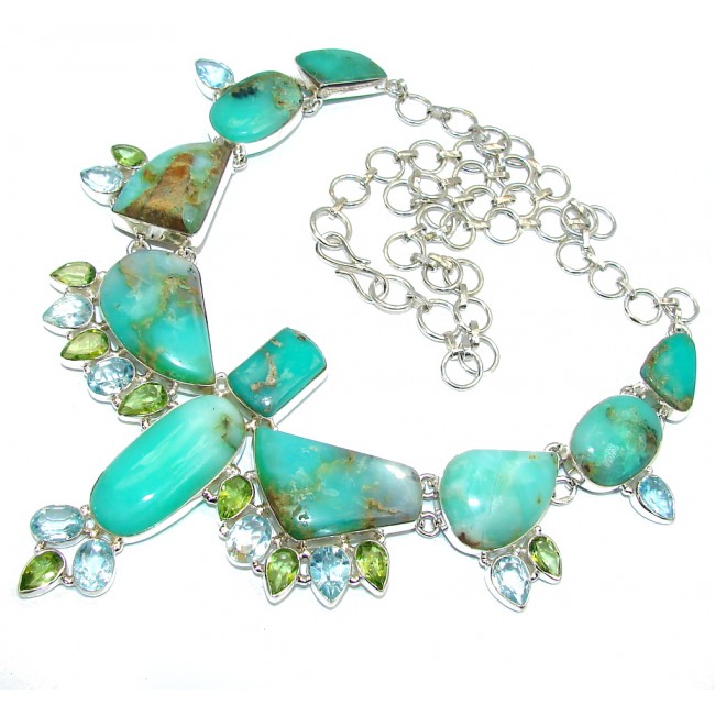 Beautiful Green AAA Chrysophrase Sterling Silver necklace