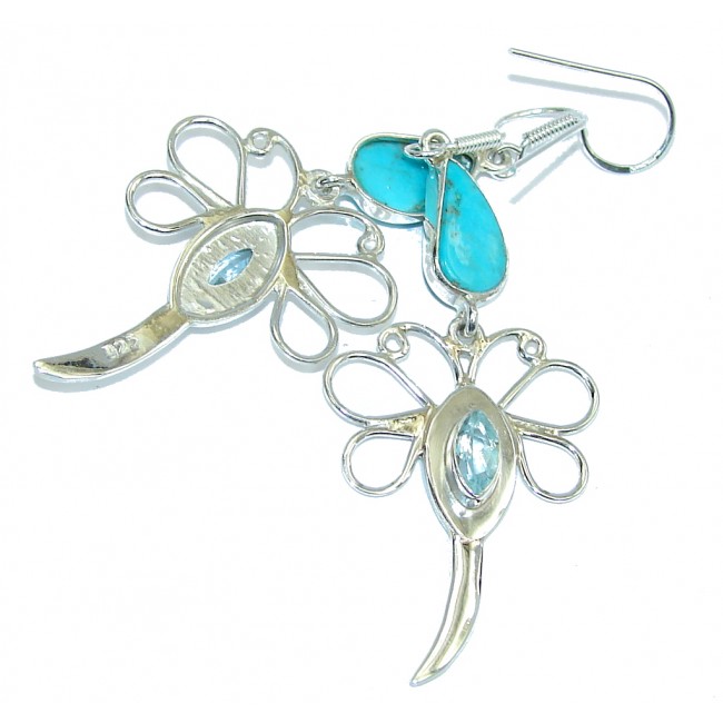 Sleeping Beauty Blue Turquoise Sterling Silver earrings