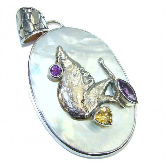 Passion Blister Pearl & Amethyst & Citrine Sterling Silver Pendant