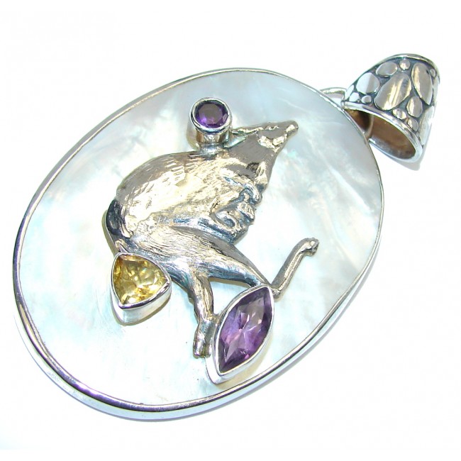 Passion Blister Pearl & Amethyst & Citrine Sterling Silver Pendant