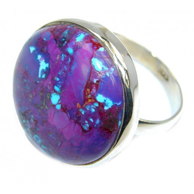 Big! Simple Purple Turquoise Sterling Silver Ring s. 13