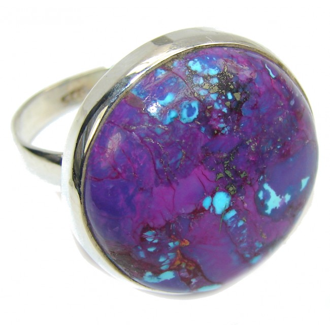 Big! Simple Purple Turquoise Sterling Silver Ring s. 13
