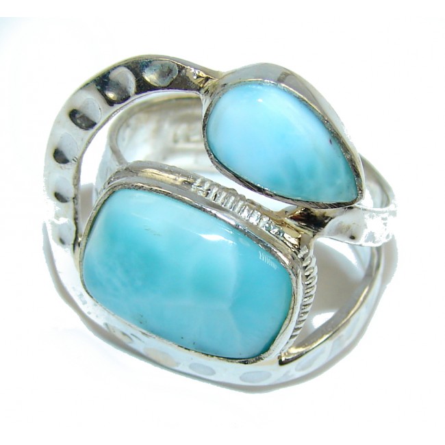 Amazing AAA Blue Larimar Sterling Silver Ring s. 8 1/2