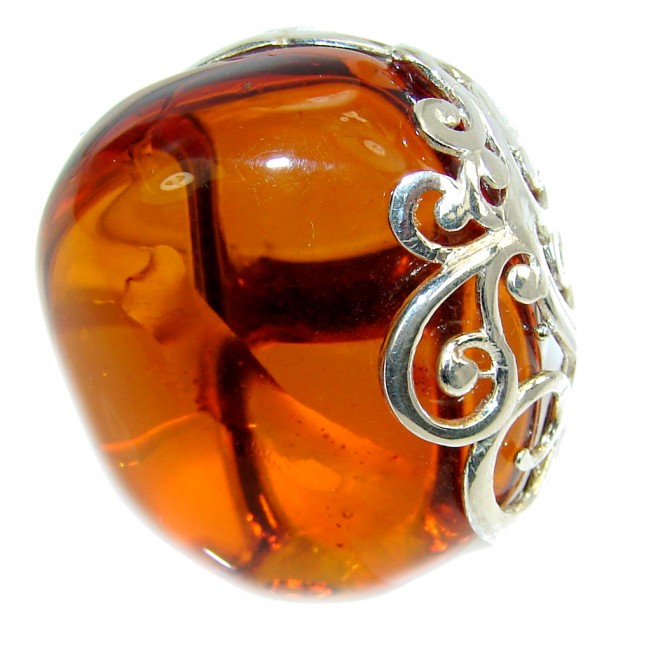Delicate Beauty AAA Baltic Polish Amber Sterling Silver Ring s. 8