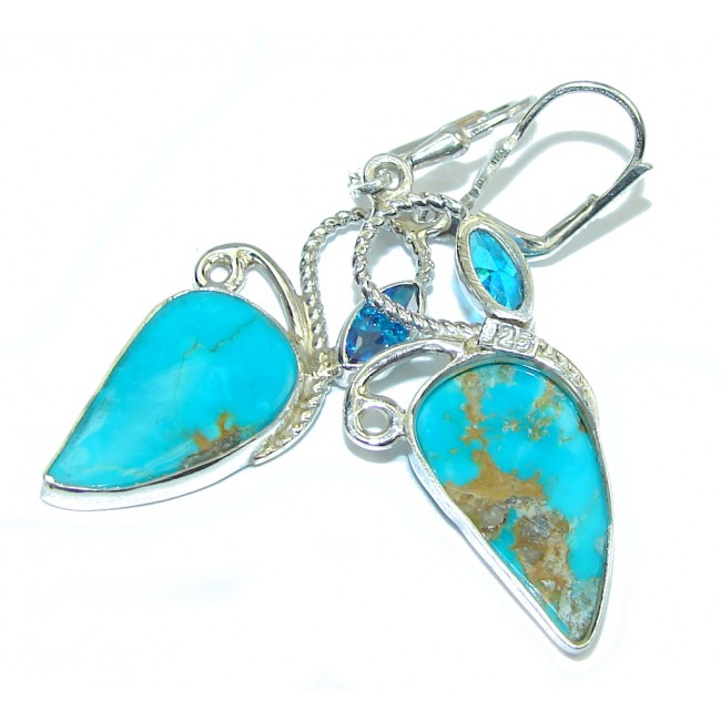 Perfect! Sleeping Beauty Blue Turquoise & London Blue Topaz Sterling Silver earrings