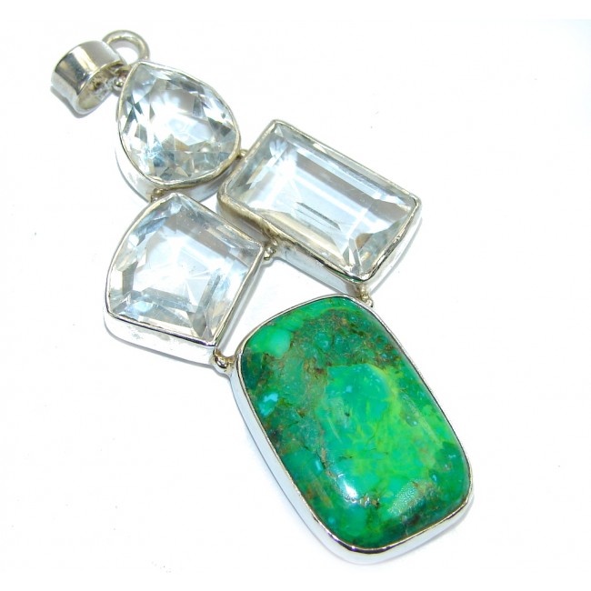 Big! Green Beauty Turquoise Sterling Silver Pendant