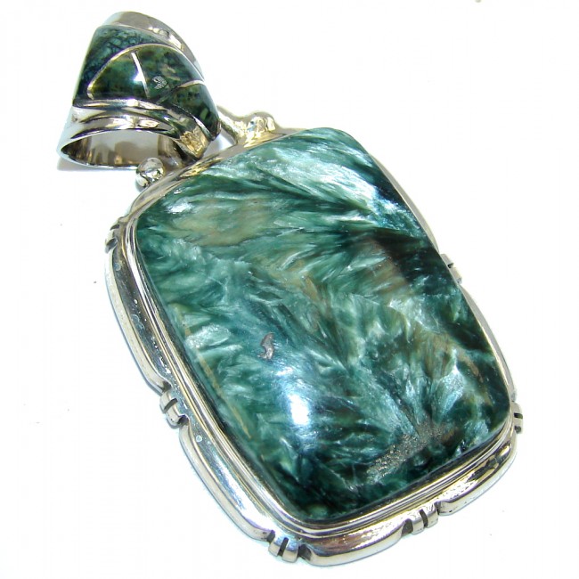 Amazing AAA Green Seraphinite Sterling Silver Pendant