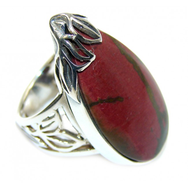 Perfect Red Creek Jasper Sterling Silver Ring s. 7 1/4- adjustable