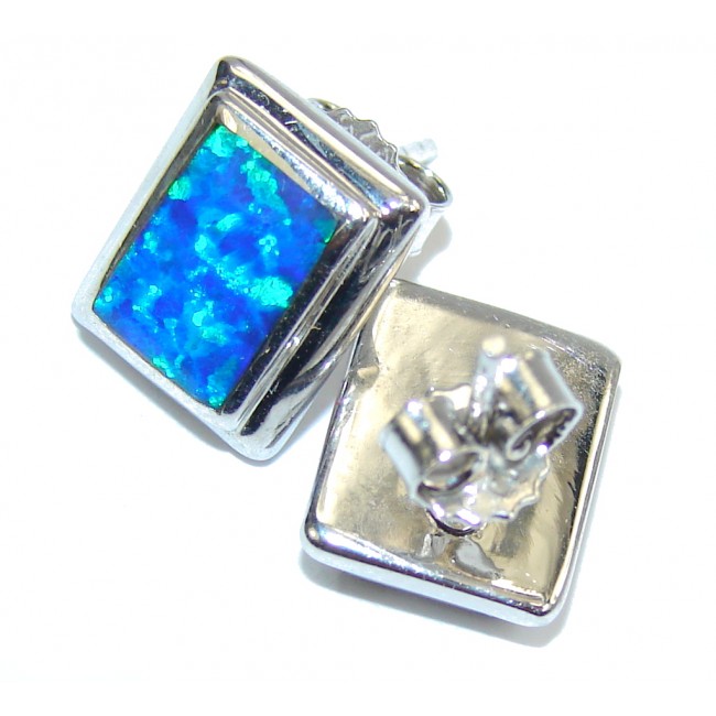 Perfect Blue Japanese Fire Opal Sterling Silver earrings