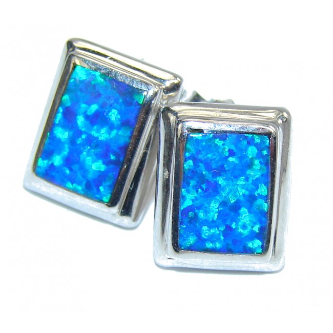 Perfect Blue Japanese Fire Opal Sterling Silver earrings