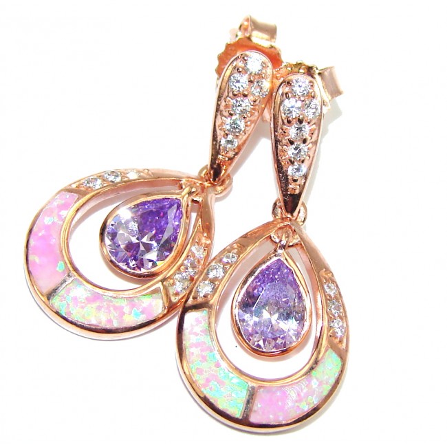 Sublime Purple Cubic Zirconia Fire Opal Sterling Silver earrings